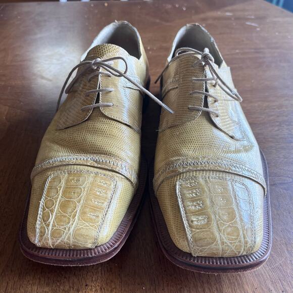 David Eden Yellow Genuine Crocodile/Lizard Shoes Sz 9 Dress main image 4